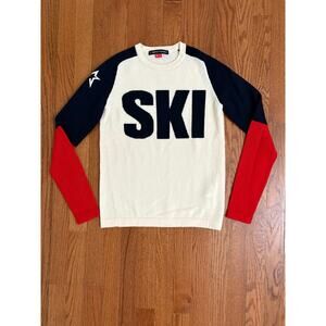 Perfect Moment Women’s Ski Sweater Small Merino Wool Red White Blue Retro Apres